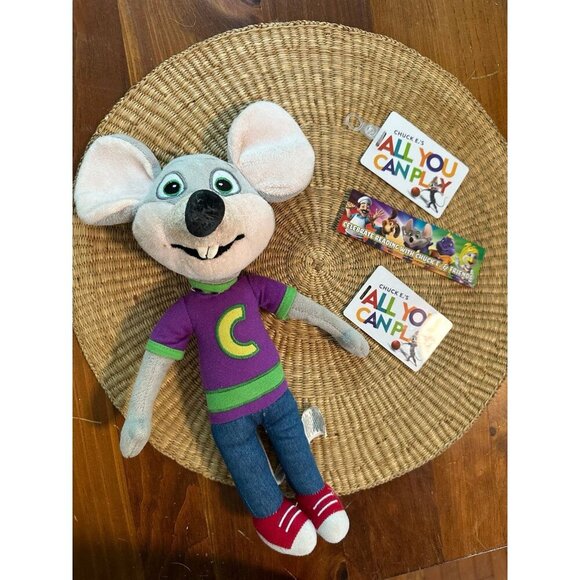 Chuck E Cheese plush & Game Cards - Picture 1 of 8